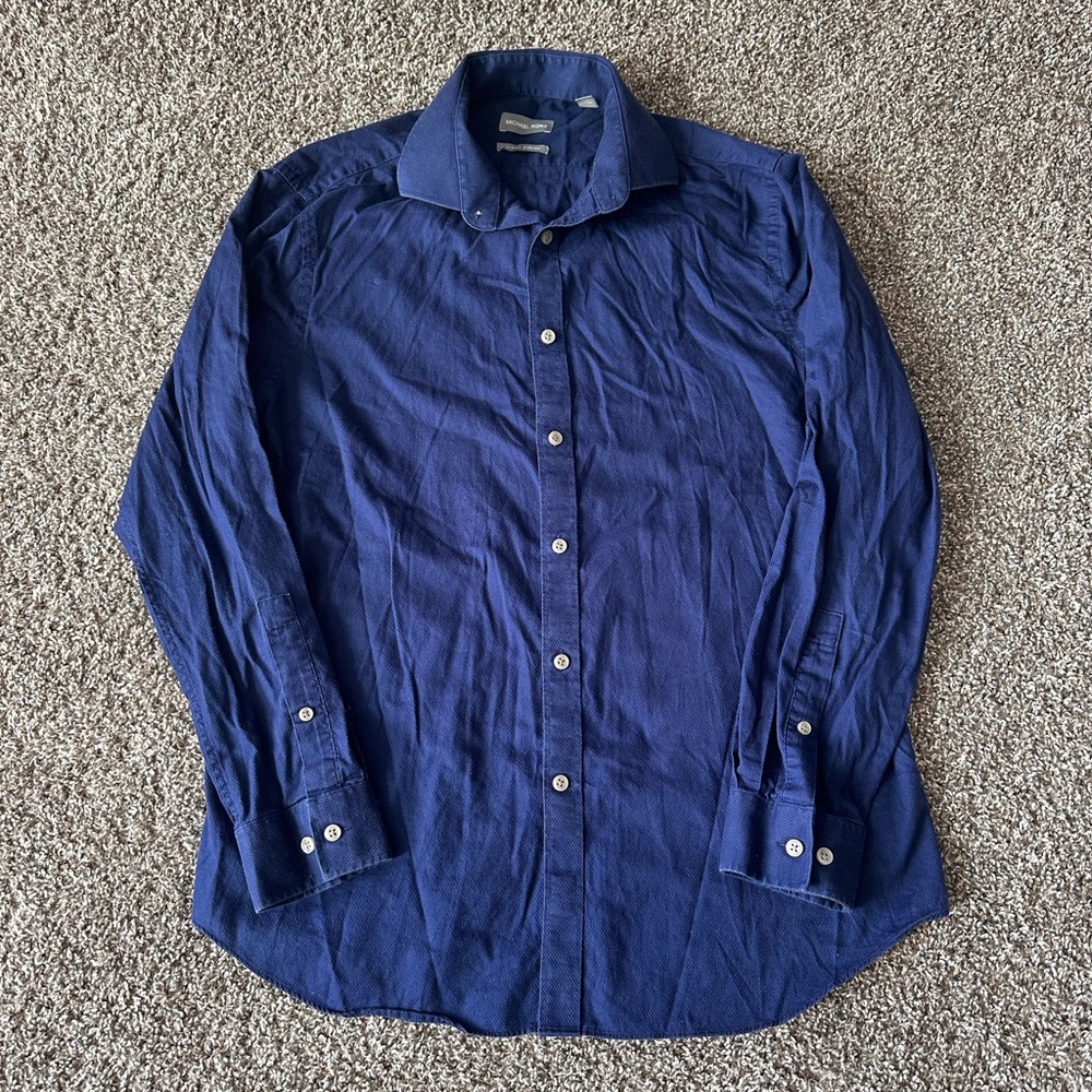Michael Kors Navy Blue Long Sleeve Button-down